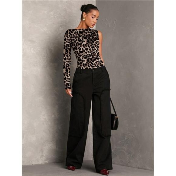 Solid Color Casual Sexy Backless Off-Shoulder Long Sleeve Bodysuit - Picture 4 of 6